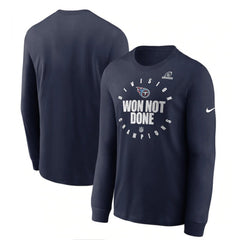 Men's Tennessee Titans 2020 Navy AFC South Division Champions Long Sleeve NFL T-Shirt 