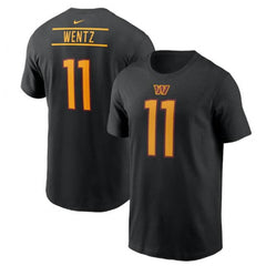 Men's Washington Commanders #11 Carson Wentz 2022 Black Name & Number T-Shirt 