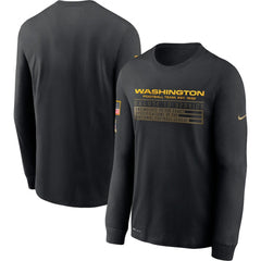 Men's Washington Football Team 2020 Black Salute to Service Sideline Performance Long Sleeve T-Shirt 