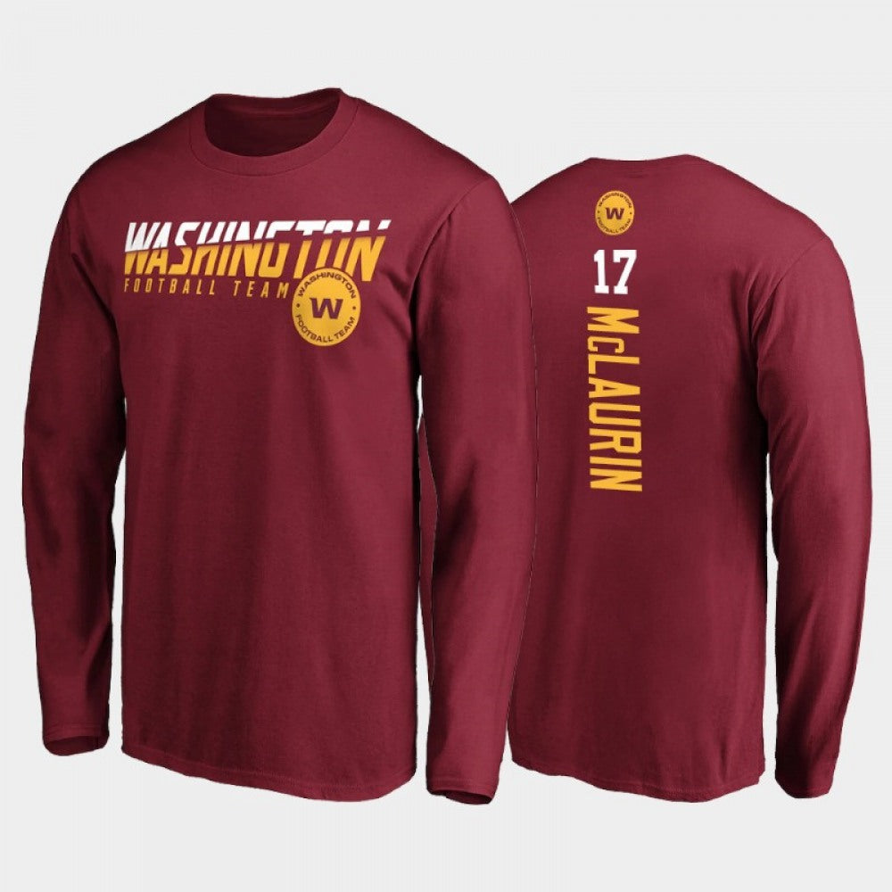 Men's Washington Football Team #17 Terry McLaurin 2020 Burgundy Disrupt Mascot Long Sleeve T-shirt 