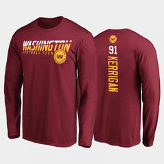 Men's Washington Football Team #91 Ryan Kerrigan 2020 Burgundy Disrupt Mascot Long Sleeve T-shirt 