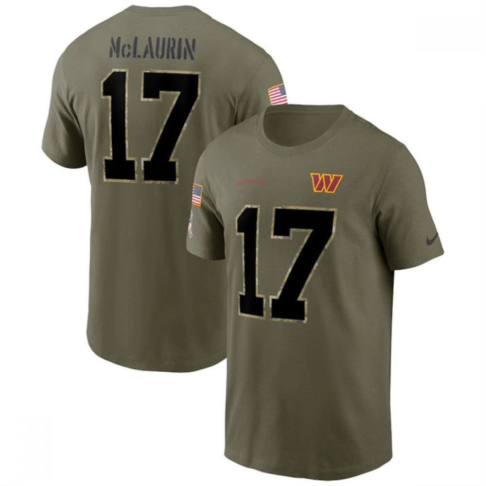 Men's Washington Commanders #17 Terry McLaurin 2022 Olive Salute to Service T-Shirt 