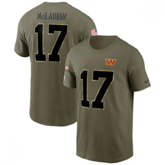Men's Washington Commanders #17 Terry McLaurin 2022 Olive Salute to Service T-Shirt 