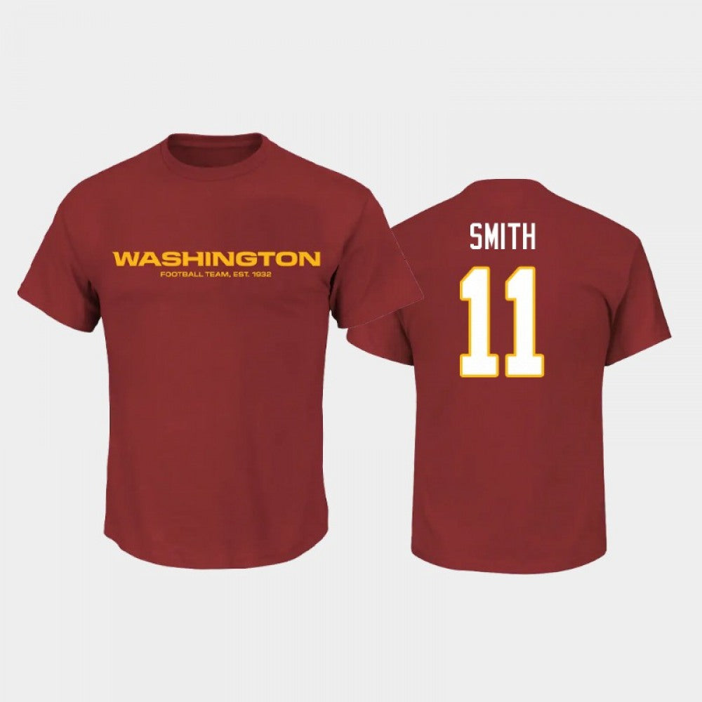 Men's Washington Football Team #11 Alex Smith 2020 Red Name & Number T-Shirt 