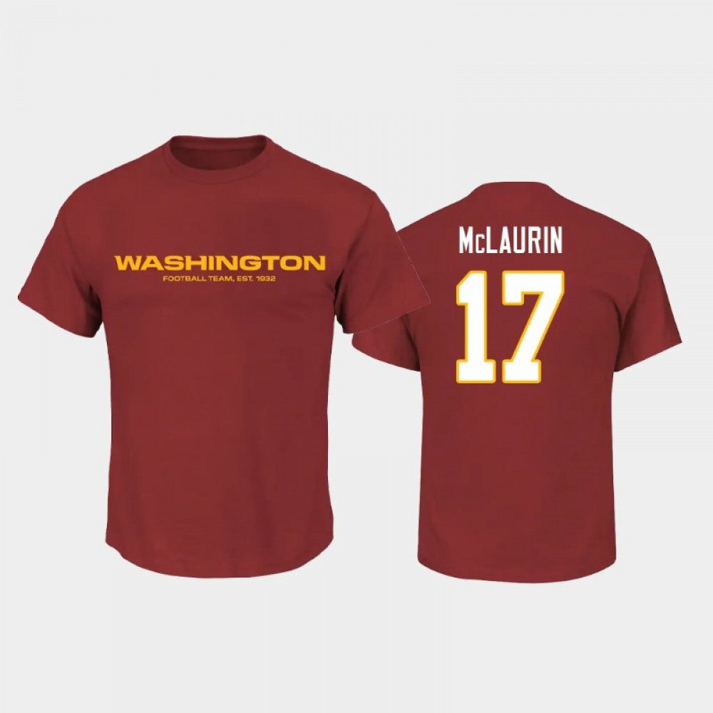 Men's Washington Football Team #17 Terry McLaurin 2020 Red Name & Number T-Shirt 