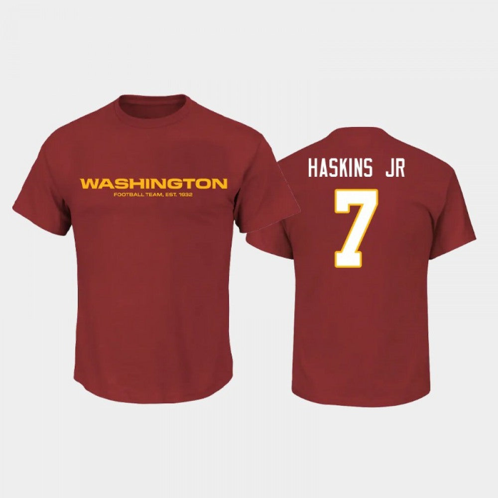 Men's Washington Football Team #7 Dwayne Haskins Jr. 2020 Red Name & Number T-Shirt 