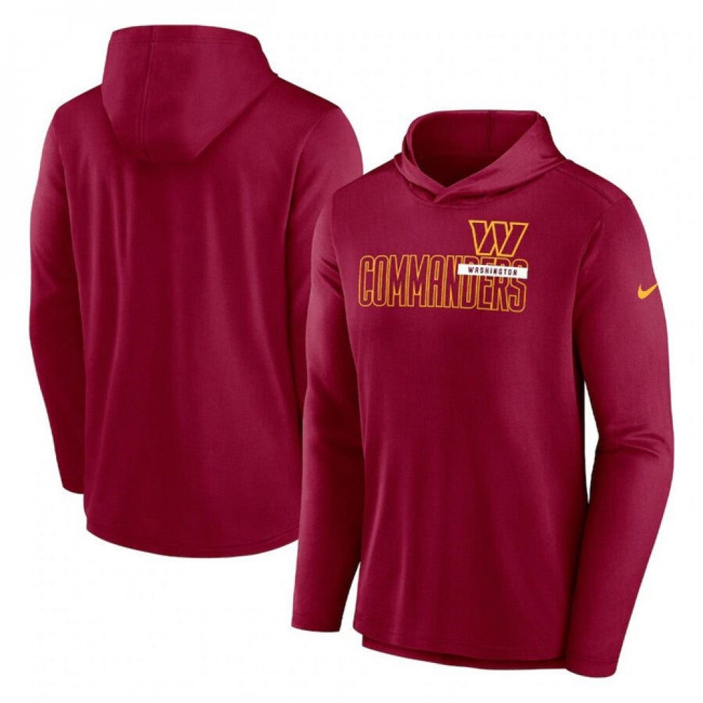 Men's Washington Commanders Red Lightweight Performance Hoodie Long Sleeve T-Shirt 
