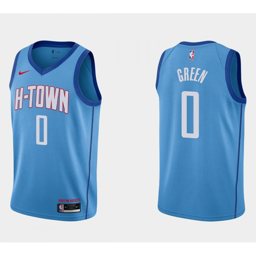 Men's Houston Rockets #0 Jalen Green City Edition Blue Stitched Basketball Jersey
