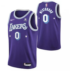 Men's Los Angeles Lakers #0 Russell Westbrook "bibigo" Purple City Edition Stitched Jersey