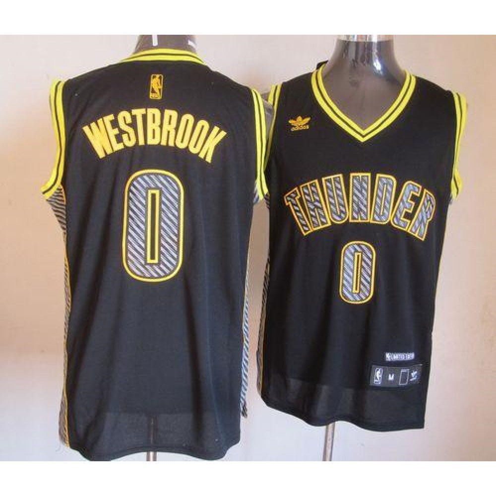 Thunder #0 Russell Westbrook Black Electricity Fashion Stitched NBA Jersey