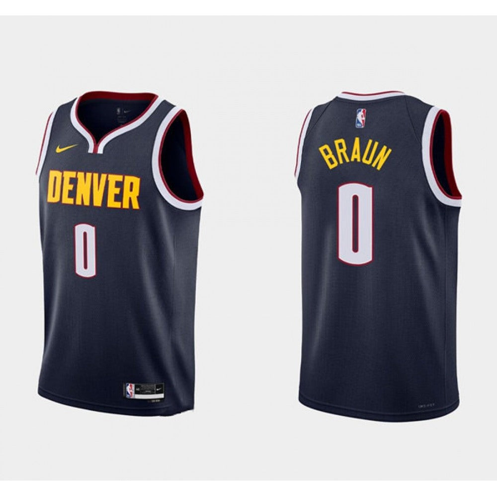 Men's Denver Nuggets #0 Christian Braun 2022 Navy Icon Edition Stitched Jersey