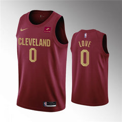Men's Cleveland Cavaliers #0 Kevin Love Wine Icon Edition Stitched Basketball Jersey