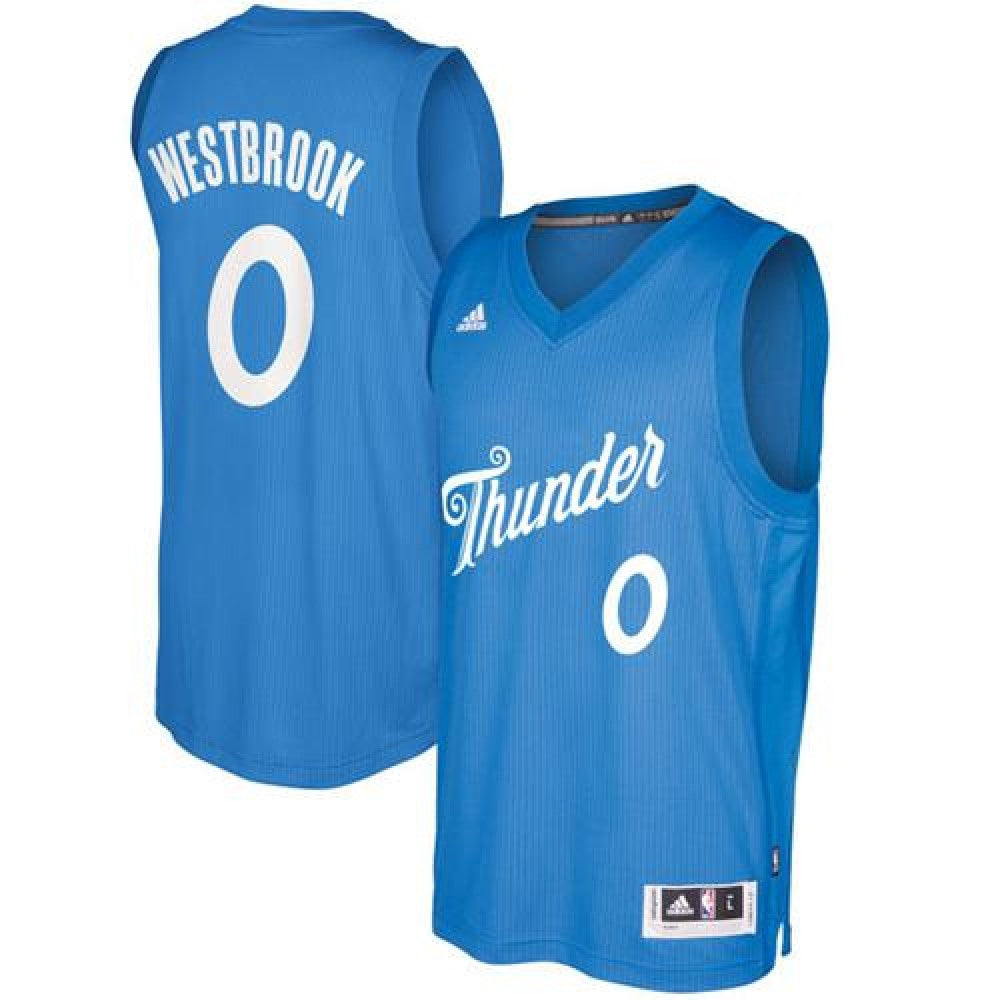 Thunder #0 Russell Westbrook Blue 2016-2017 Christmas Day Stitched NBA Jersey