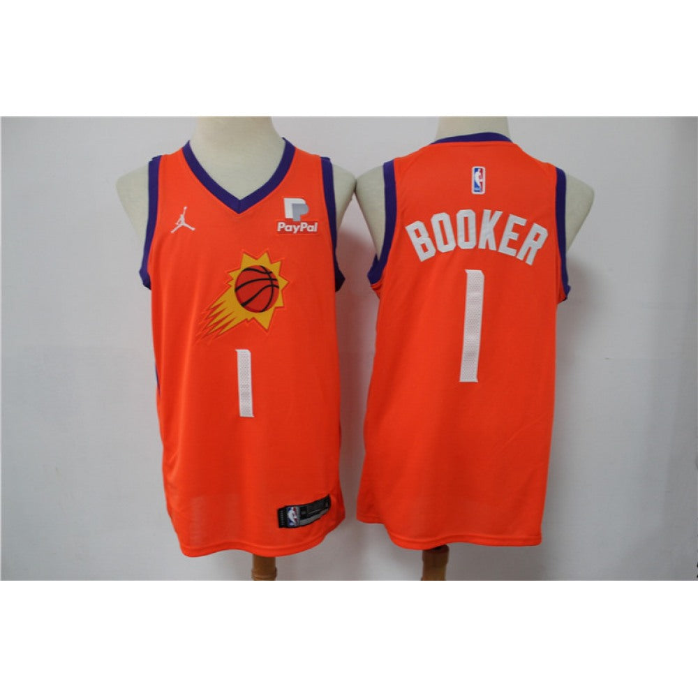 Men's Phoenix Suns #1 Devin Booker Orange  Stitched Swingman Jersey