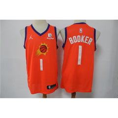 Men's Phoenix Suns #1 Devin Booker Orange  Stitched Swingman Jersey