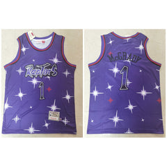 Men's Toronto Raptors #1 Tracy Mcgrady Purple Swingman Gold Classic Airbrush Stitched Jersey