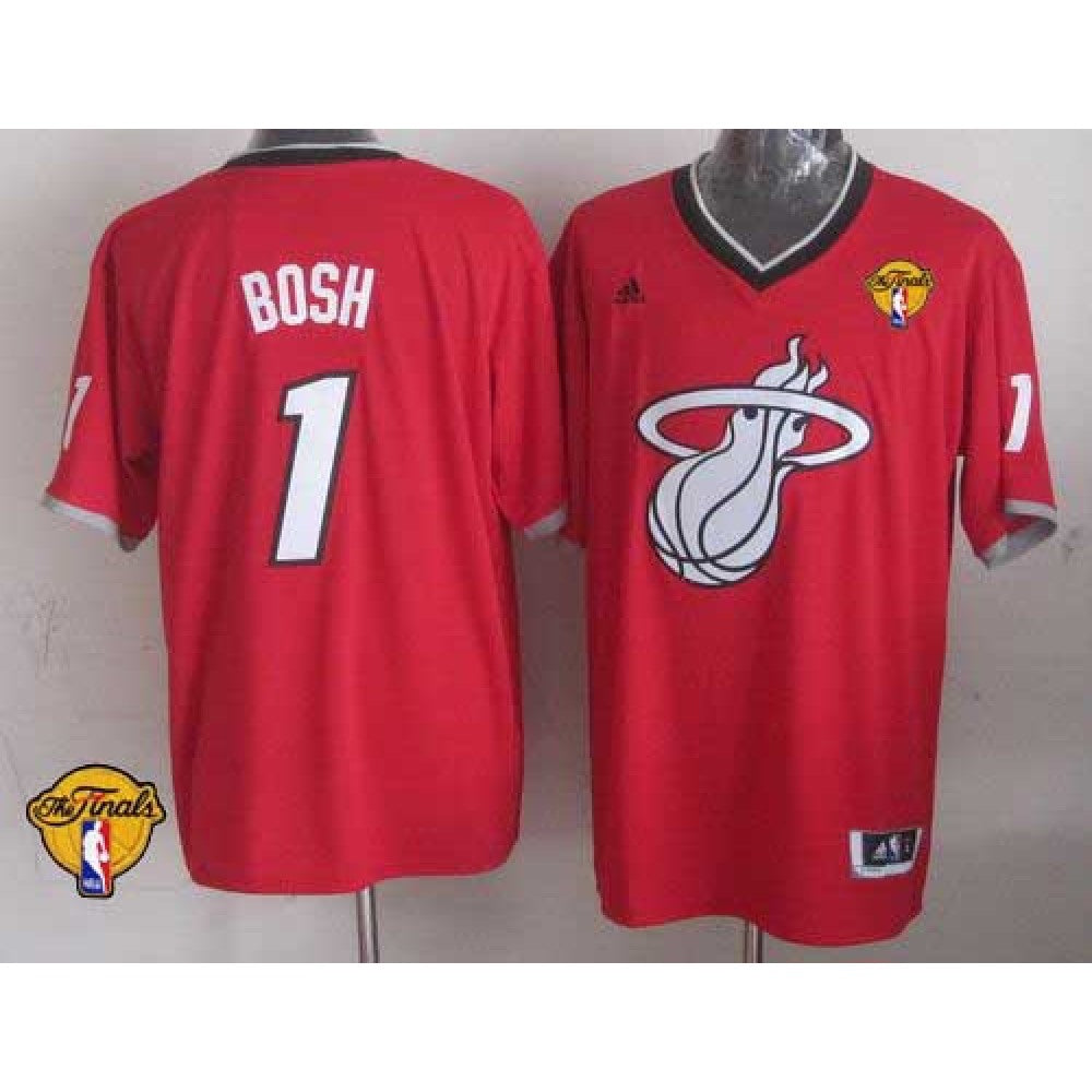 Heat #1 Chris Bosh Red 2013 Christmas Day Swingman Finals Patch Stitched NBA Jersey