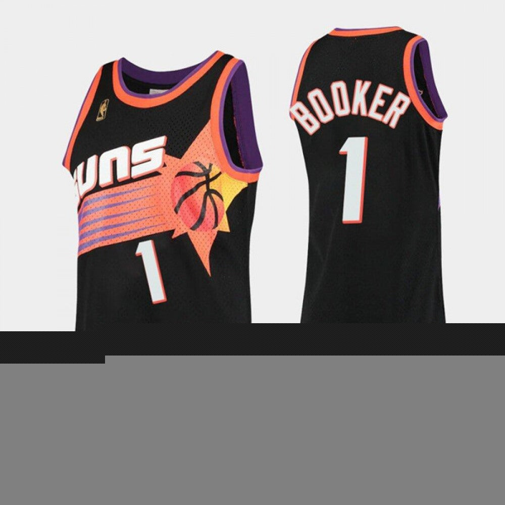 Men's Phoenix Suns #1 Devin Booker Black Throwback Stitched Jersey