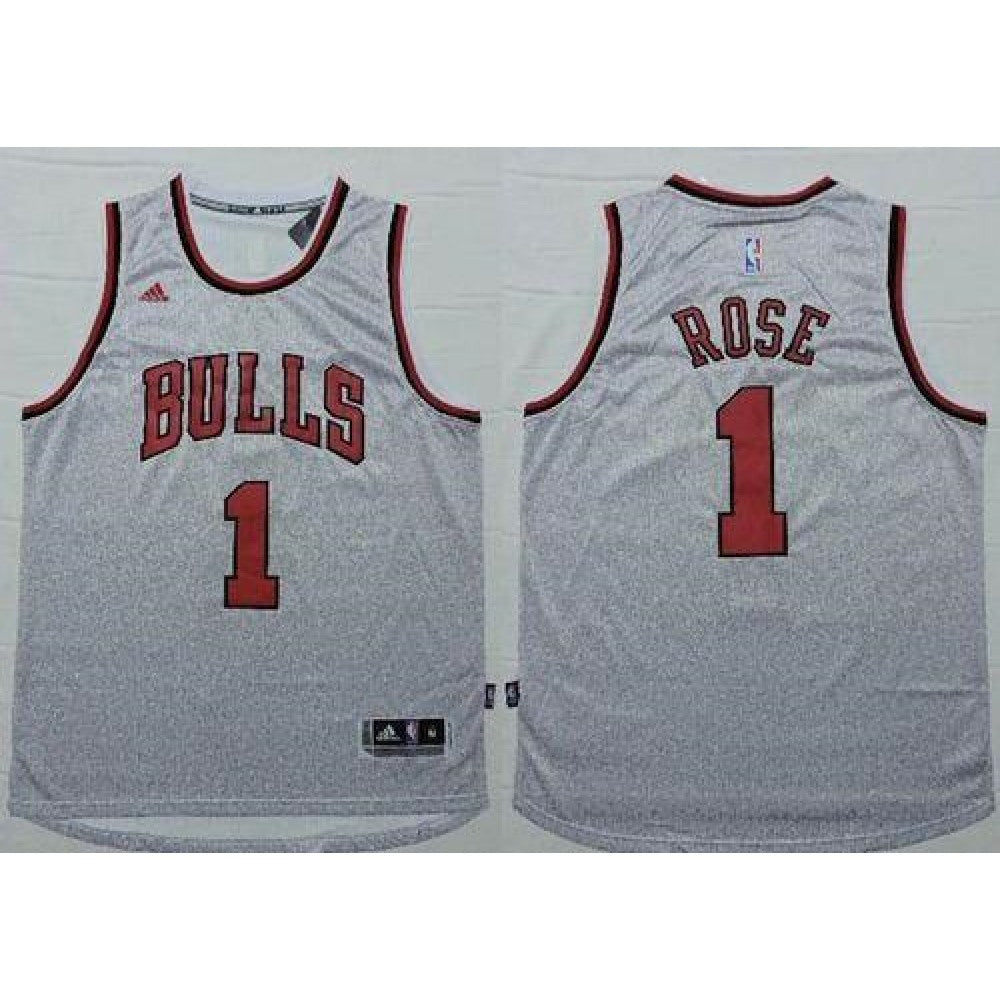 Revolution 30 Bulls #1 Derrick Rose Grey Stitched NBA Jersey