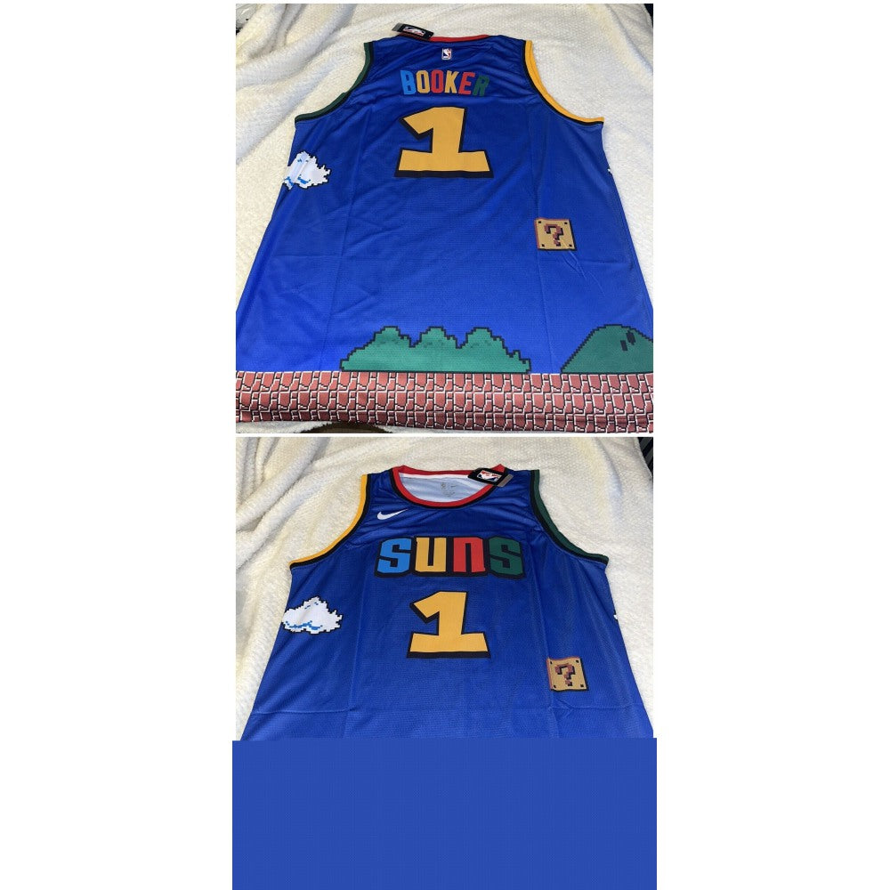 Men's Phoenix Suns #1 Devin Booker Purple Print Basketball Jersey