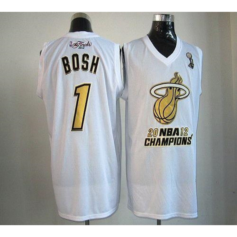 Heat #1 Chris Bosh White Majestic 2012 NBA Champions Stitched NBA Jersey