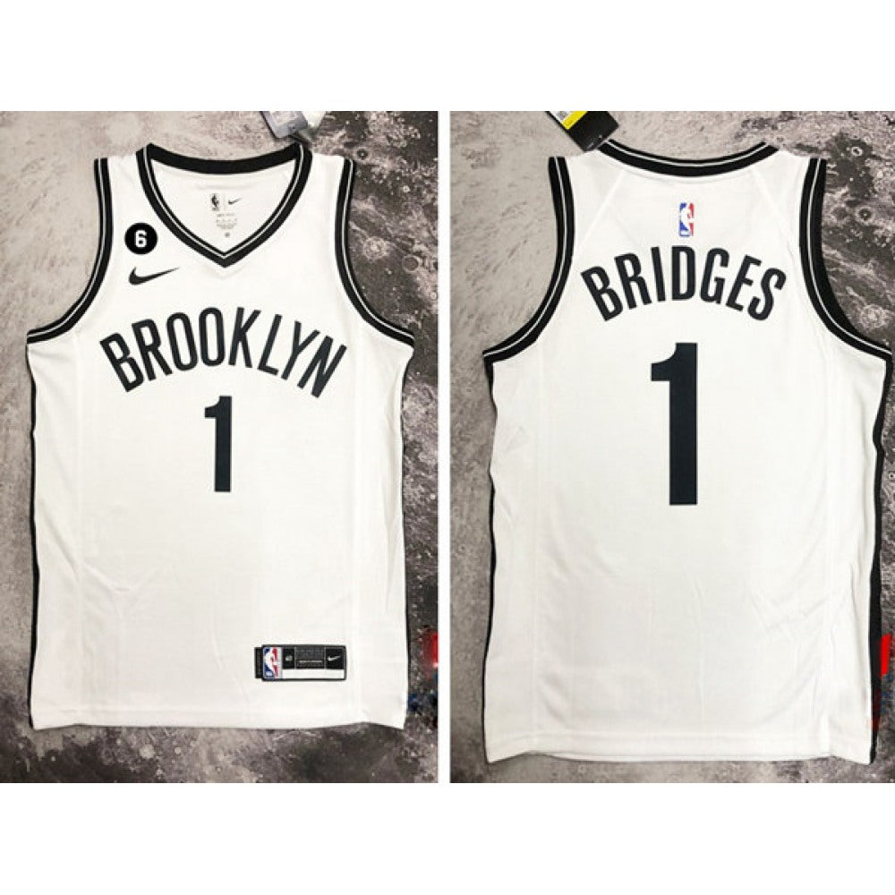 Men's Brooklyn Nets #1 Mikal Bridges White Stitched Basketball Jersey