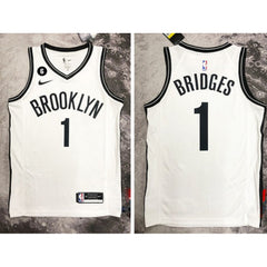 Men's Brooklyn Nets #1 Mikal Bridges White Stitched Basketball Jersey