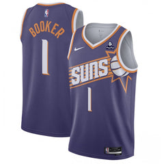 Youth Phoenix Suns #1 Devin Booker Purple 2023 Icon Edition Stitched Basketball Jersey