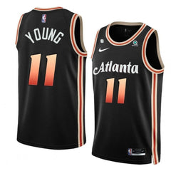 Men's Atlanta Hawks #11 Trae Young Black 2022/23 City Edition With NO.6 Patch Stitched Jersey