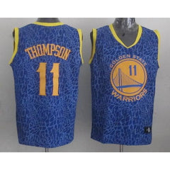 Warriors #11 Klay Thompson Blue Crazy Light Stitched NBA Jersey
