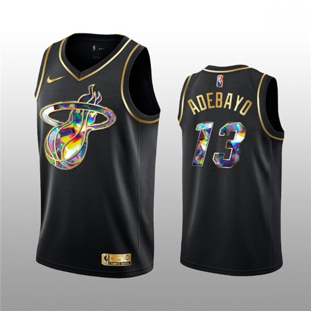 Men's Miami Heat #13 Bam Adebayo  2021/22 Black Golden Edition 75th Anniversary Diamond Logo Stitched Basketball Jersey