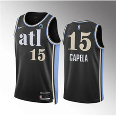 Men's Atlanta Hawks #15 Clint Capela 2023/24 Black City Edition Stitched Basketball Jersey