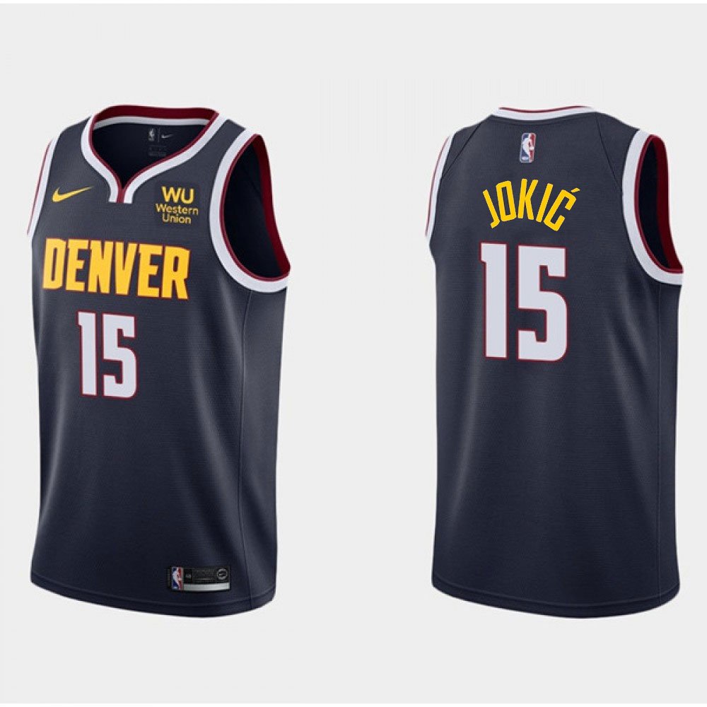 Men's Denver Nuggets #15 Nikola Jokic Navy Icon Edition Stitched Jersey