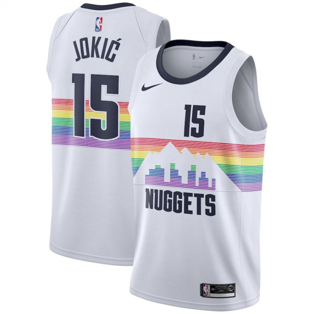 Men's Denver Nuggets #15 Nikola Jokic White Icon Edition Stitched Jersey