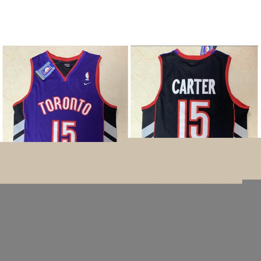 Men's Toronto Raptors #15 Vince Carter Purple and Black Throwback Stitched Jersey