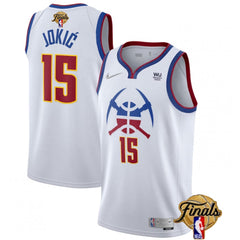 Men's Denver Nuggets #15 Nikola Jokic White 2023 Finals Earned Edition Stitched Basketball Jersey