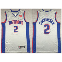 Men's Detroit Pistons #2 Cade Cunningham White Stitched Basketball Jersey