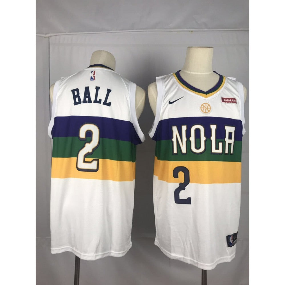 Men's New Orleans Pelicans #2 Lonzo Ball White  Earned Edition Swingman Stitched NBA Jersey
