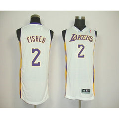 Revolution 30 Lakers #2 Derek Fisher White Stitched NBA Jersey