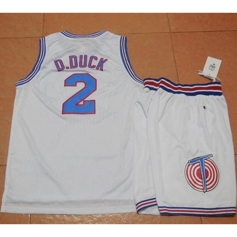 Space Jam Tune Squad #2 Daffy Duck White Stitched Basketball Jersey