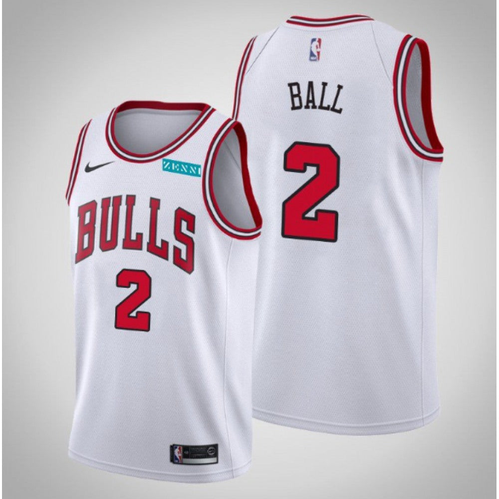 Men's Chicago Bulls #2 Lonzo Ball White Stitched Basketball Jersey