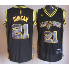 Spurs #21 Tim Duncan Black Electricity Fashion Stitched NBA Jersey