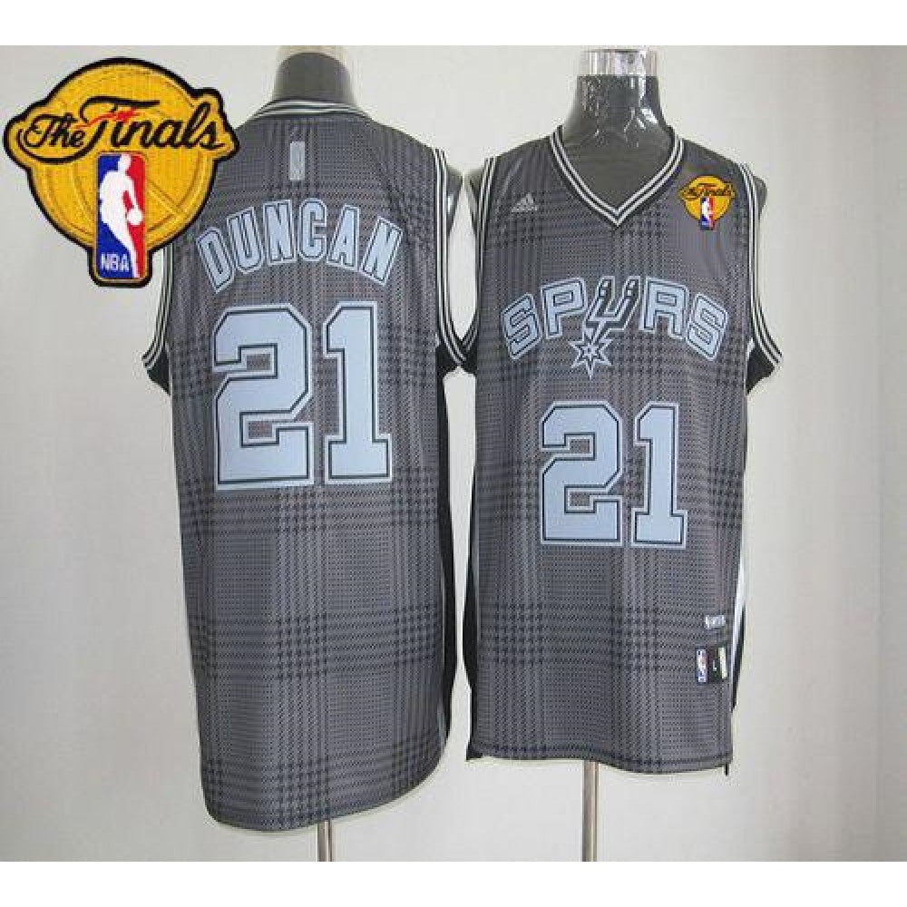 Spurs #21 Tim Duncan Black Rhythm Fashion Finals Patch Stitched NBA Jersey