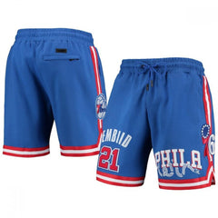 Men's Philadelphia 76ers #21 Joel Embiid Blue Shorts