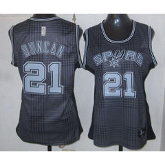 Spurs #21 Tim Duncan Black Women's Rhythm Fashion Stitched NBA Jersey