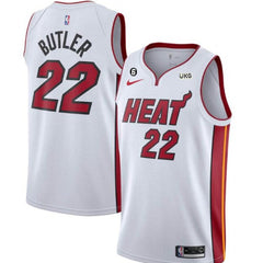 Men's Miami Heat #22 Jimmy Butler White With NO.6 Patch  Stitched Jersey