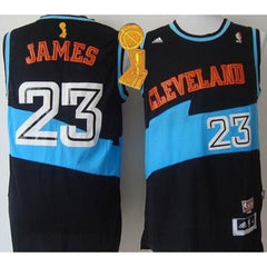 Cavaliers #23 LeBron James Black ABA Hardwood Classic The Champions Patch Stitched NBA Jersey