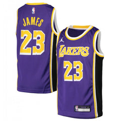 Men's Los Angeles Lakers #23 LeBron James  Purple  2020/21 Swingman Statement Edition Stitched Jersey