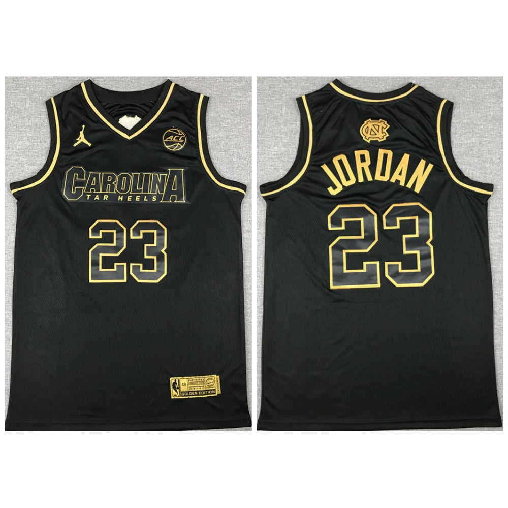 Men's Chicago Bulls #23 Michael Jordan Black Gold Edition Stitched Jersey
