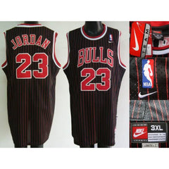 Bulls #23 Michael Jordan Stitched Black Red Strip NBA Jersey